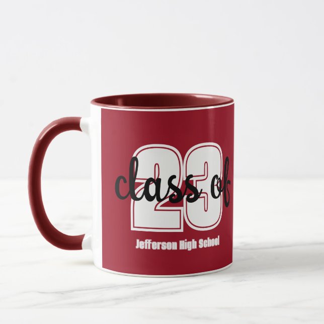 Custom grad year and school name mug (Left)