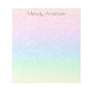 Custom Gradient Rainbow Glitter Girly Notepad