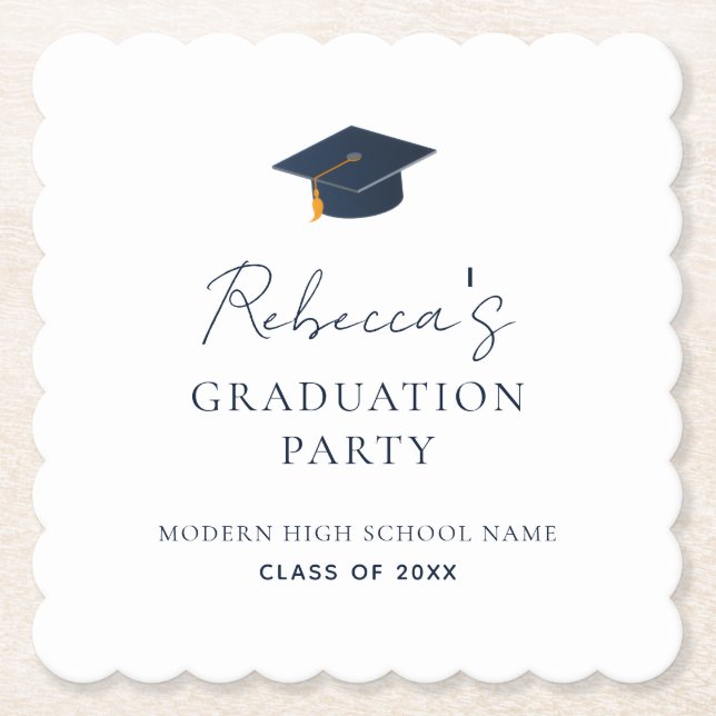 Custom Graduate Name Class Year School Theme Paper Coaster (Front)