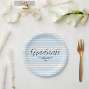 Custom Graduate Nautical Stripe Paper Plate