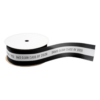 Custom Graduate Ribbon | Black White Grosgrain Ribbon