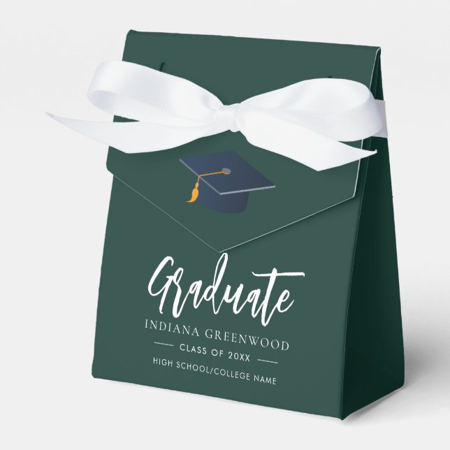 Custom Graduation 2025 Grad Party Green Favour Box (Front Side)