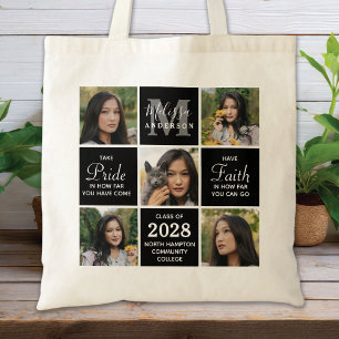 Custom Graduation 5 Photo Collage Graduate Tote Bag