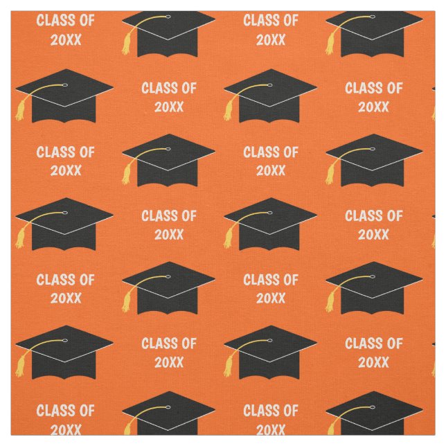 Custom Graduation Cap Class Year Orange Fabric (Swatch)