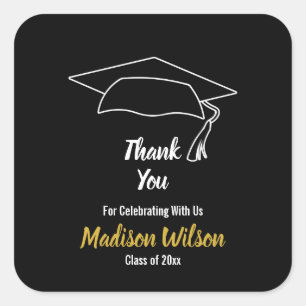 Custom Graduation Cap Graduation Thank You Square Sticker