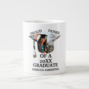 Custom Graduation cap tassel photo proud father Large Coffee Mug