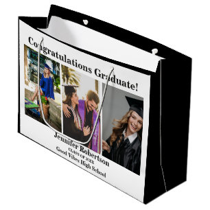 Custom Graduation Class of 3 Photo Collage Name Large Gift Bag