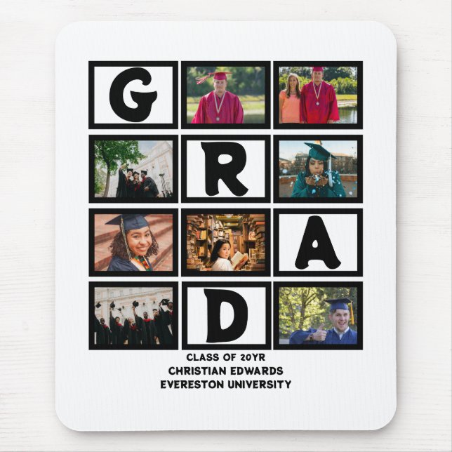 Custom Graduation Class Of Year 8 Photo Collage  Mouse Pad (Front)