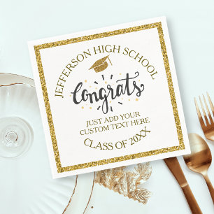 Custom Graduation Congrats Grad Gold Class of 2018 Napkin