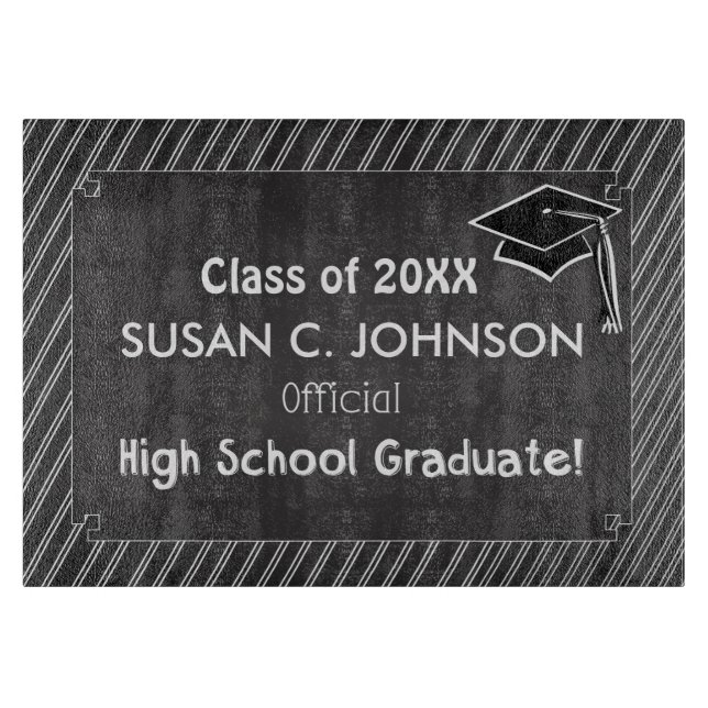 Custom Graduation Congratulations Chalkboard Look Cutting Board (Front)
