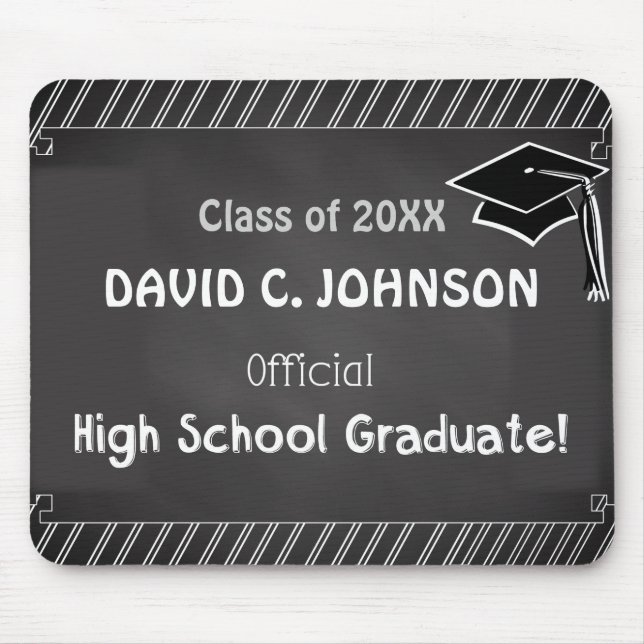 Custom Graduation Congratulations Chalkboard Look Mouse Pad (Front)
