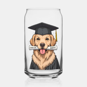 Custom Graduation Cute Golden Retriever Dog Can Glass