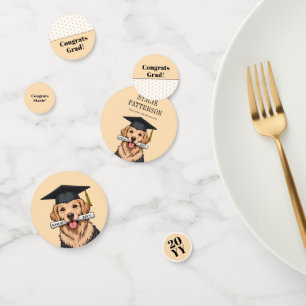 Custom Graduation Cute Golden Retriever Dog Confetti