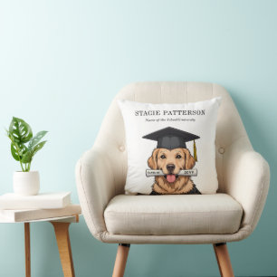Custom Graduation Cute Golden Retriever Dog Cushion