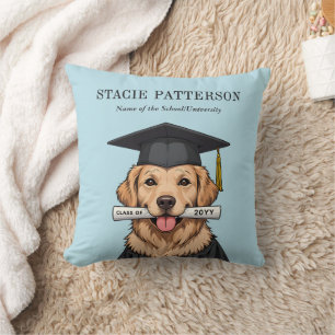 Custom Graduation Cute Golden Retriever Dog Cushion