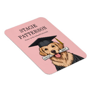 Custom Graduation Cute Golden Retriever Dog Magnet