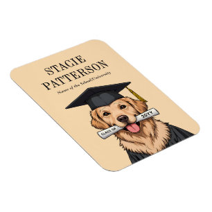 Custom Graduation Cute Golden Retriever Dog Magnet