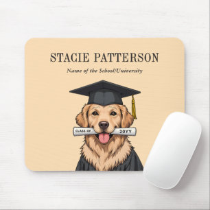Custom Graduation Cute Golden Retriever Dog Mouse Pad