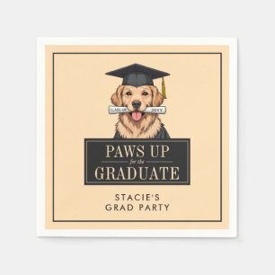 Custom Graduation Cute Golden Retriever Dog Napkin