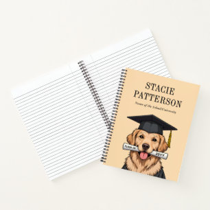 Custom Graduation Cute Golden Retriever Dog Notebook