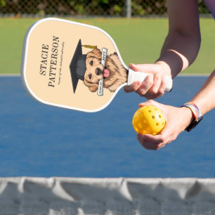 Custom Graduation Cute Golden Retriever Dog Pickleball Paddle