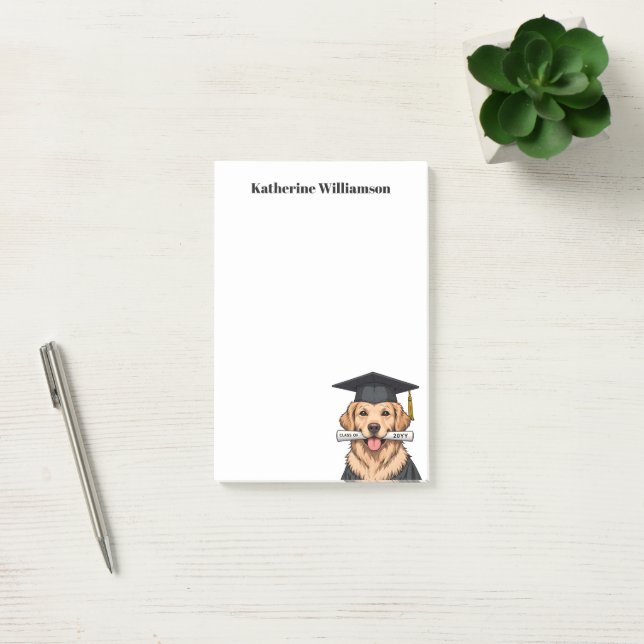 Custom Graduation Cute Golden Retriever Dog Post-it Notes (Office)