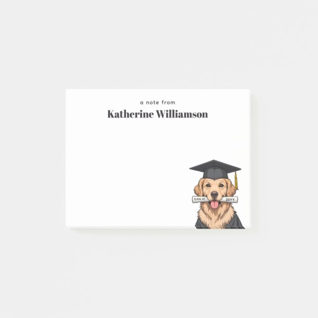 Custom Graduation Cute Golden Retriever Dog Post-it Notes (Front)