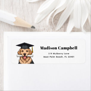 Custom Graduation Cute Golden Retriever Dog Return Address Label