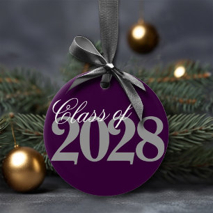 Custom Graduation Eggplant Grey Grad Keepsake Ceramic Ornament
