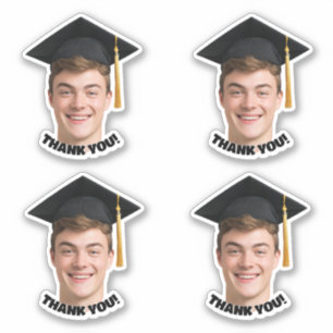 Custom Graduation Face Photo Thank You Sticker