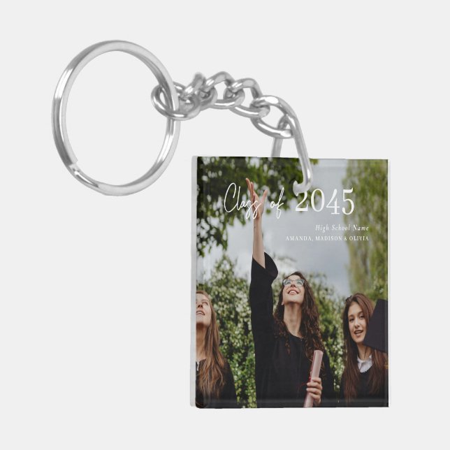 Custom Graduation Farewell Gift Photo Key Ring (Front Left)