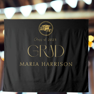 Custom Graduation Gold on Black Tapestry