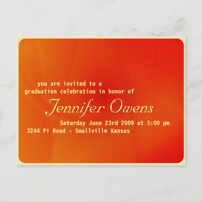 Custom Graduation Invitation : Orange Crush Postcard (Front)
