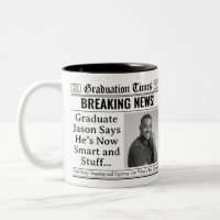 Custom Graduation Mug, Fun Personalised Newspaper