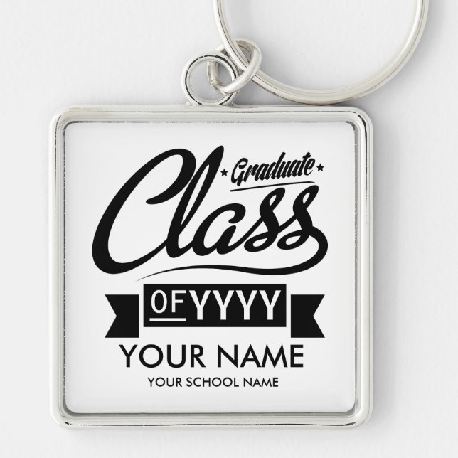 Custom Graduation (Name, School Name, & Grad Year) Key Ring (Front)