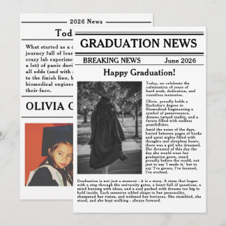Custom Graduation Newspaper Academic Major Edition Invitation