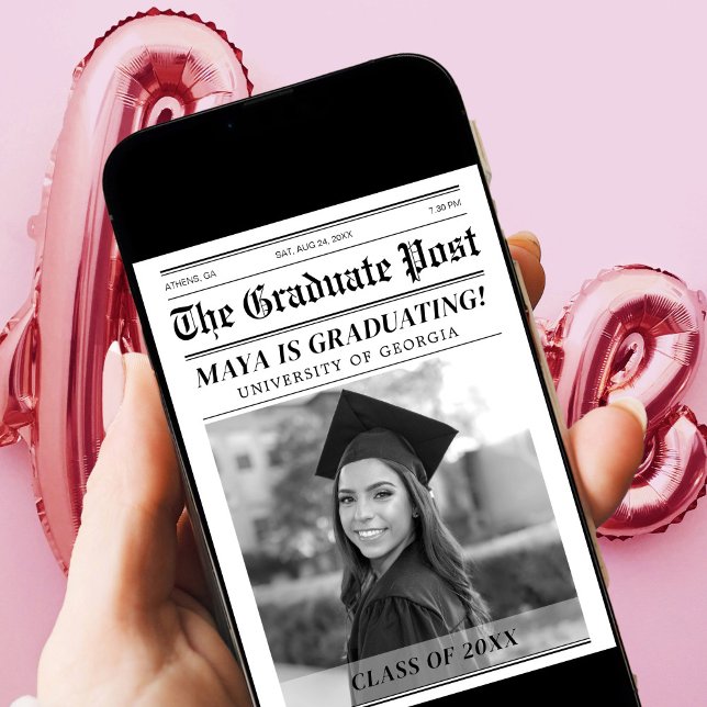 Custom Graduation Newspaper Cover Party Invitation (Creator Uploaded)
