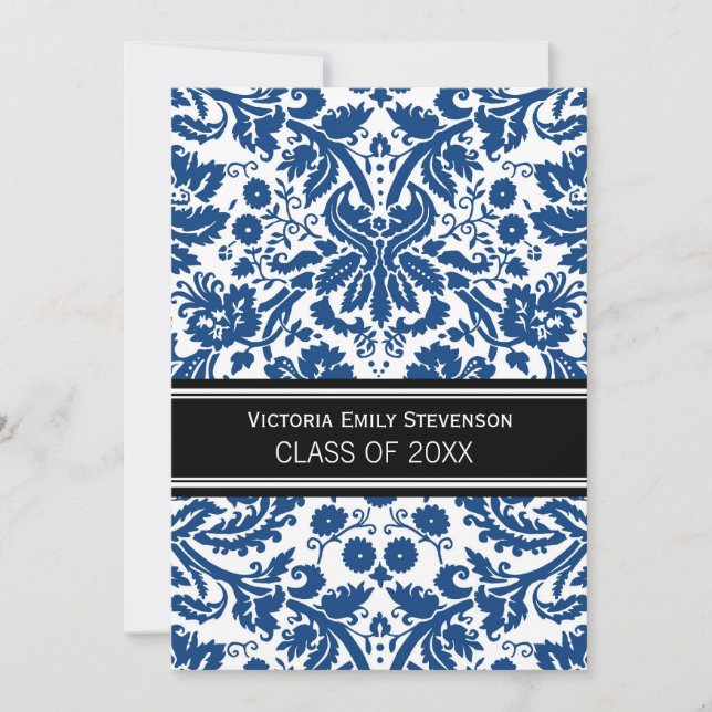 Custom Graduation Party Invitation Blue Black (Front)