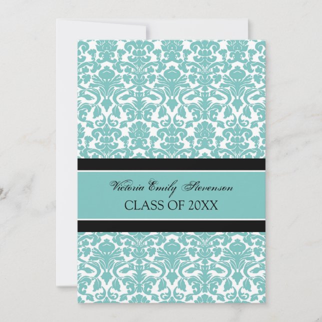 Custom Graduation Party Invitation Card Teal (Front)