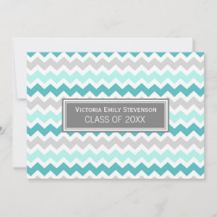 Custom Graduation Party Invitation Teal Chevron