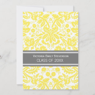 Custom Graduation Party Invitation Yellow Grey
