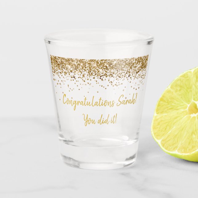 Custom Graduation Party Personalised Graduate Gold Shot Glass (Front)