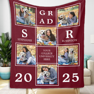 Custom Graduation Personalised 6 Photo Collage Fleece Blanket