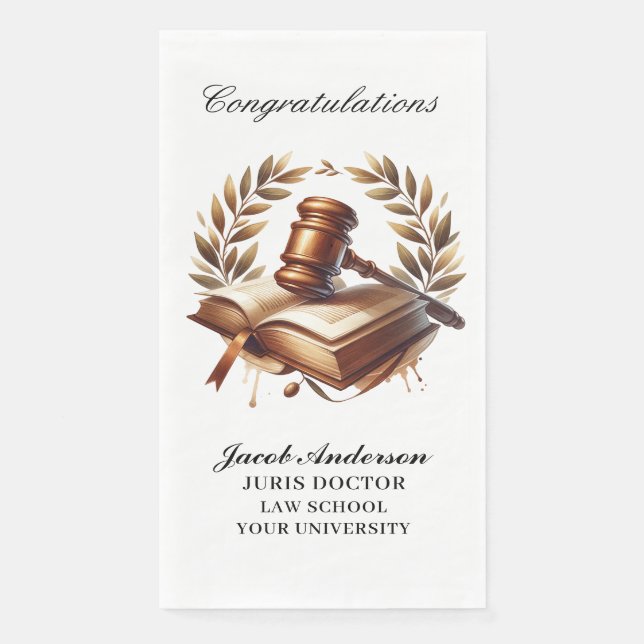 Custom Graduation Personalised JD Name  Napkin (Front)