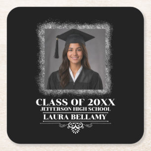 Custom Graduation Photo 2026 Graduate Proud Parent Square Paper Coaster