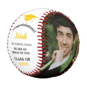Custom Graduation Photo Class Of 2025 Yellow Baseball