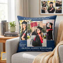 Custom Graduation Photo Collage Navy Blue