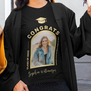 Custom graduation photo congrats grad gold black T-Shirt