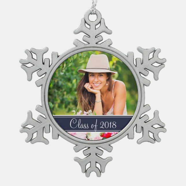 Custom Graduation Photo Holiday Ornament (Front)