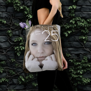 Custom Graduation Photo Modern Script Grad Year Tote Bag